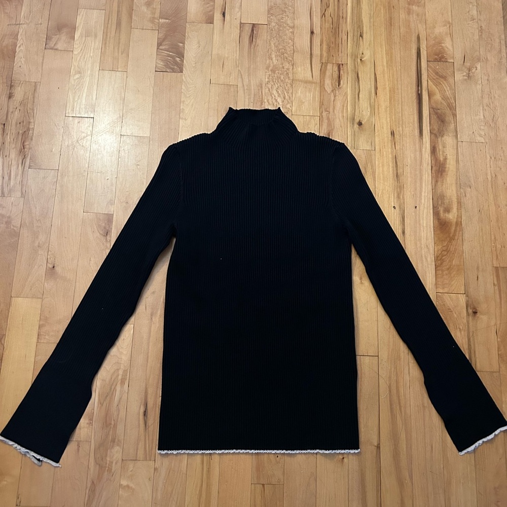 Zara Black Ribbed Mock Neck Sweater Size Medium Excellent Condition